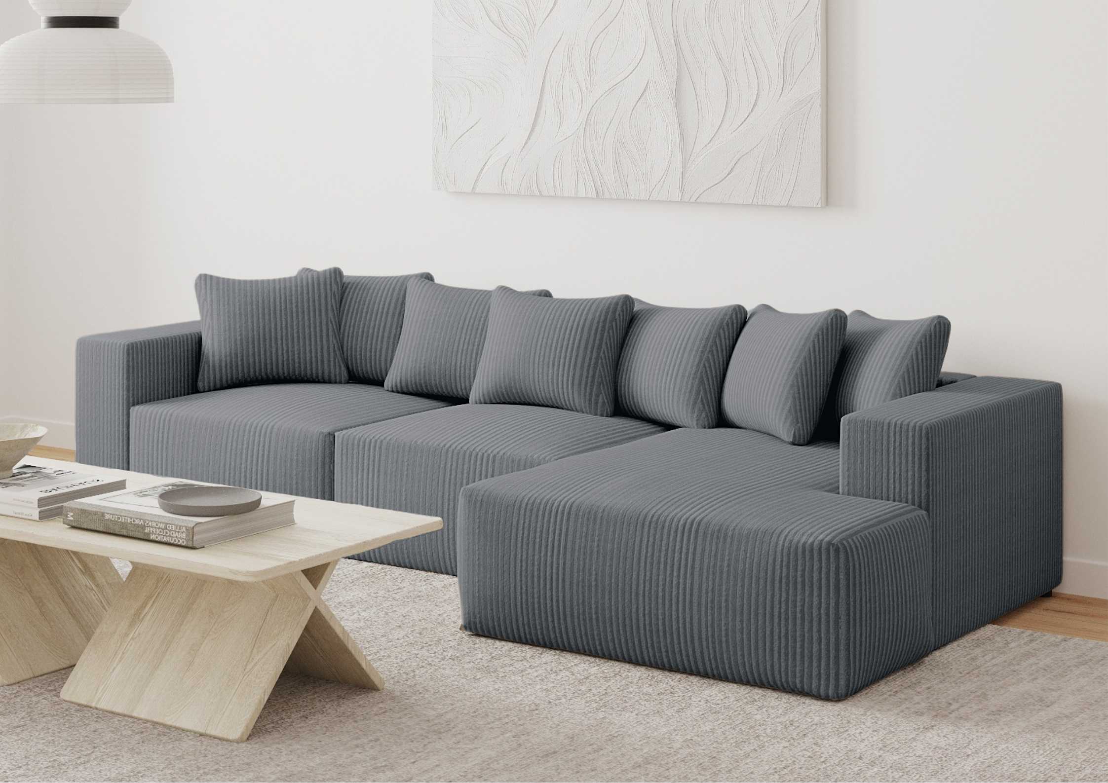 Narożnik loft rozkładany z funkcją spania kolor grafitowy